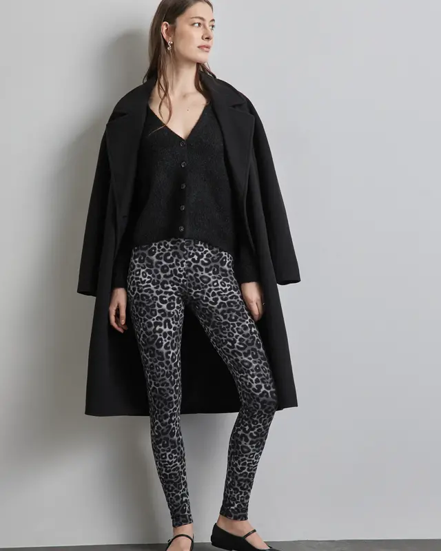 Street One Leggings mit Leo-Print - Whale Tale Grey