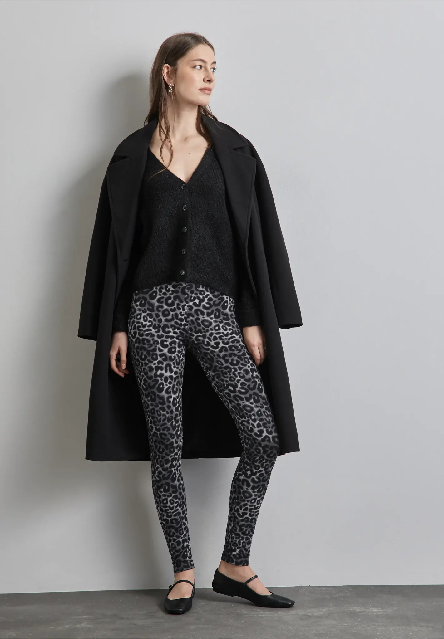 Street One Legging with Leo-Print - Whale Tale Grey