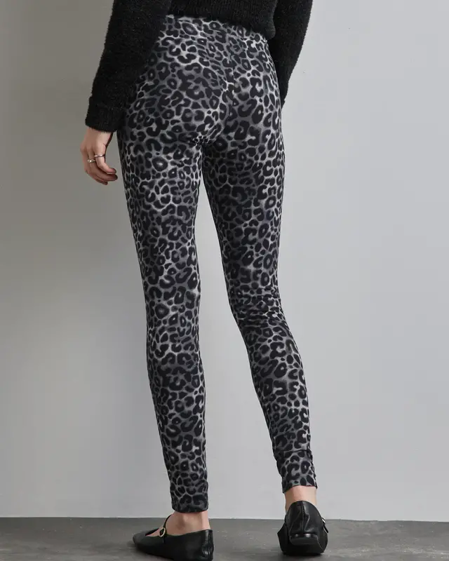 Street One Leggings mit Leo-Print - Whale Tale Grey