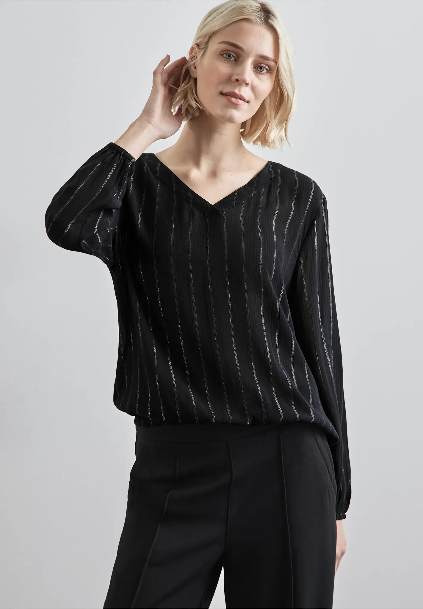 Street One Blouse with Glitter Stripes - Black