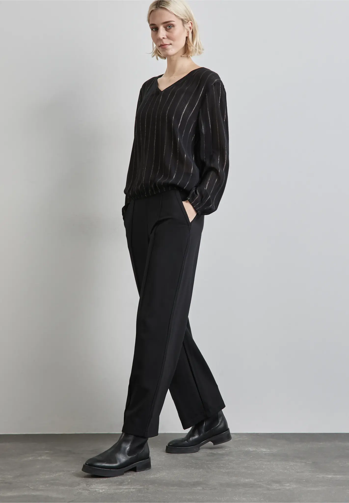 Street One Blouse with Glitter Stripes - Black