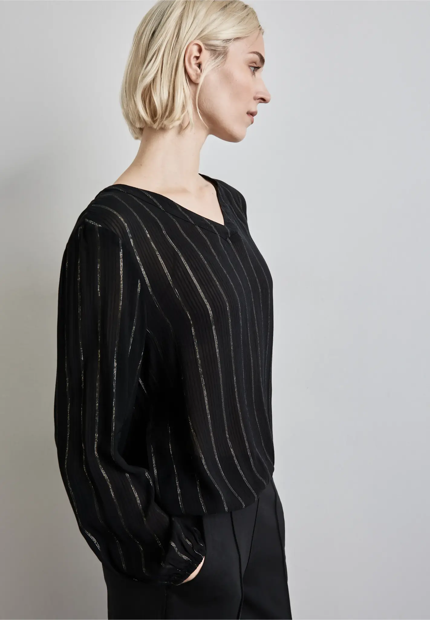 Street One Blouse with Glitter Stripes - Black