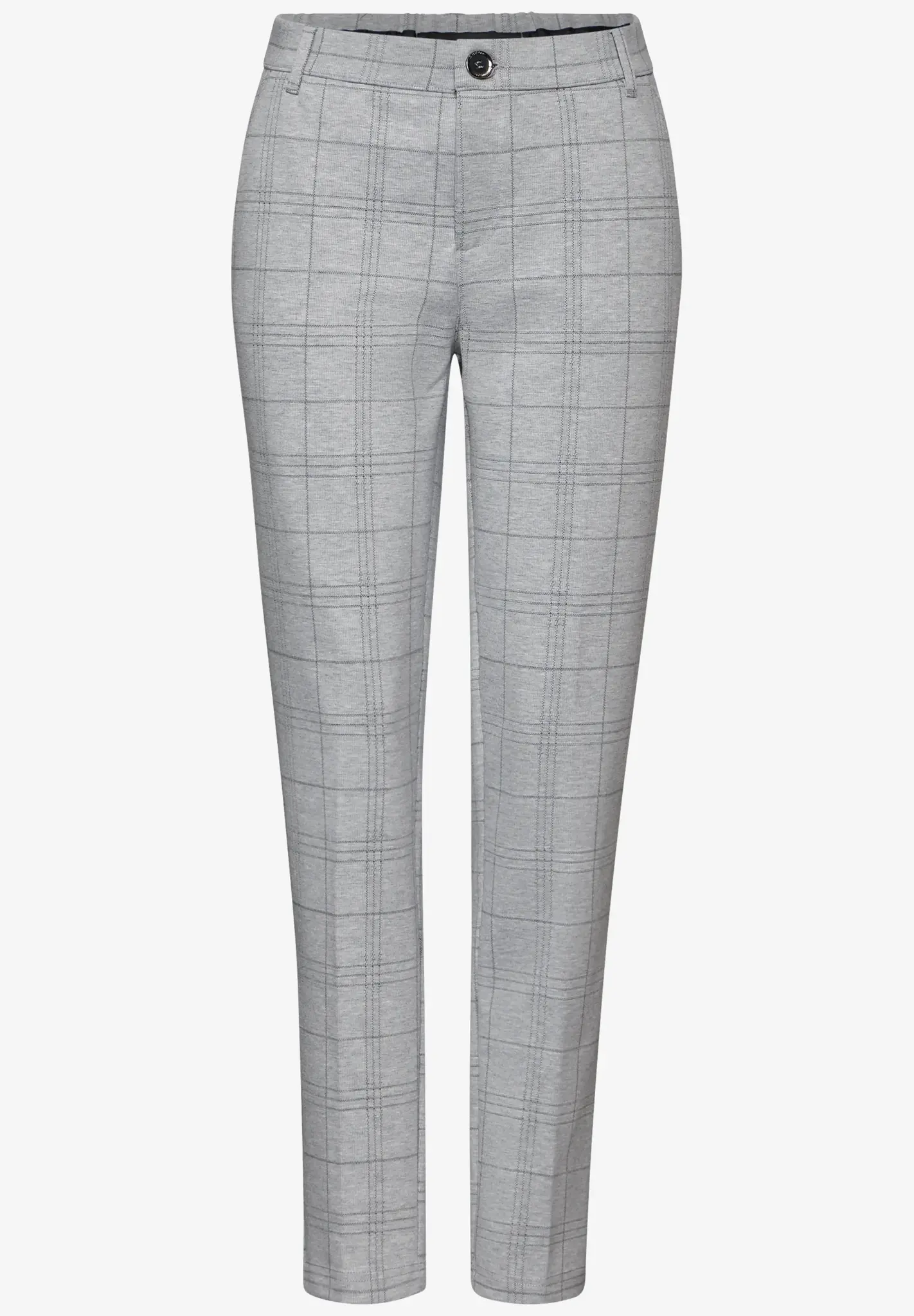 Street One Karierte Chino - Heather Grey Melange