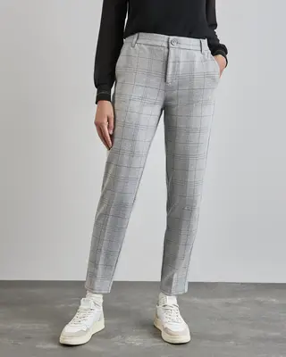 Street One Geruite Chino - Heather Grey Melange