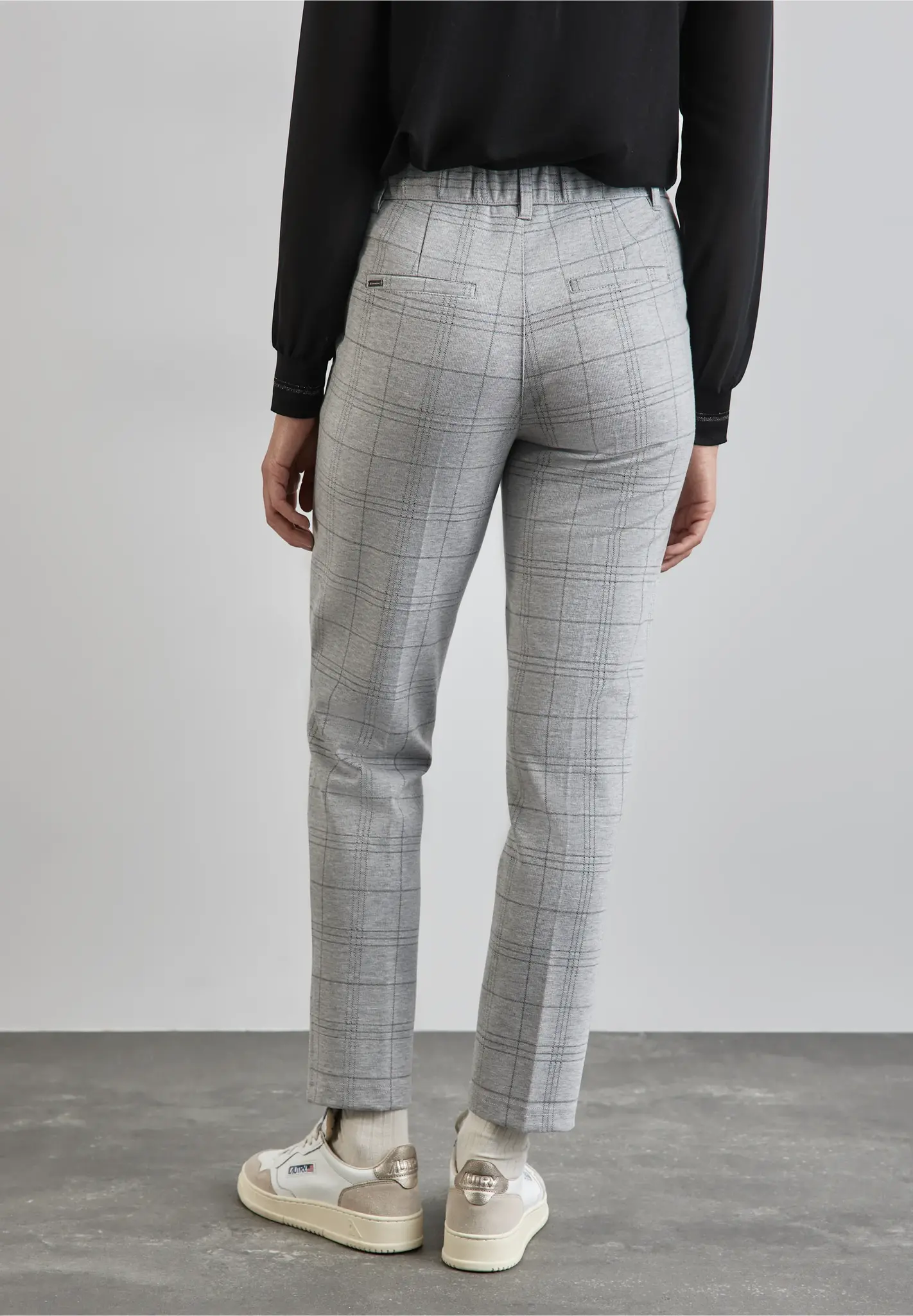 Street One Checkered Chino - Heather Grey Melange