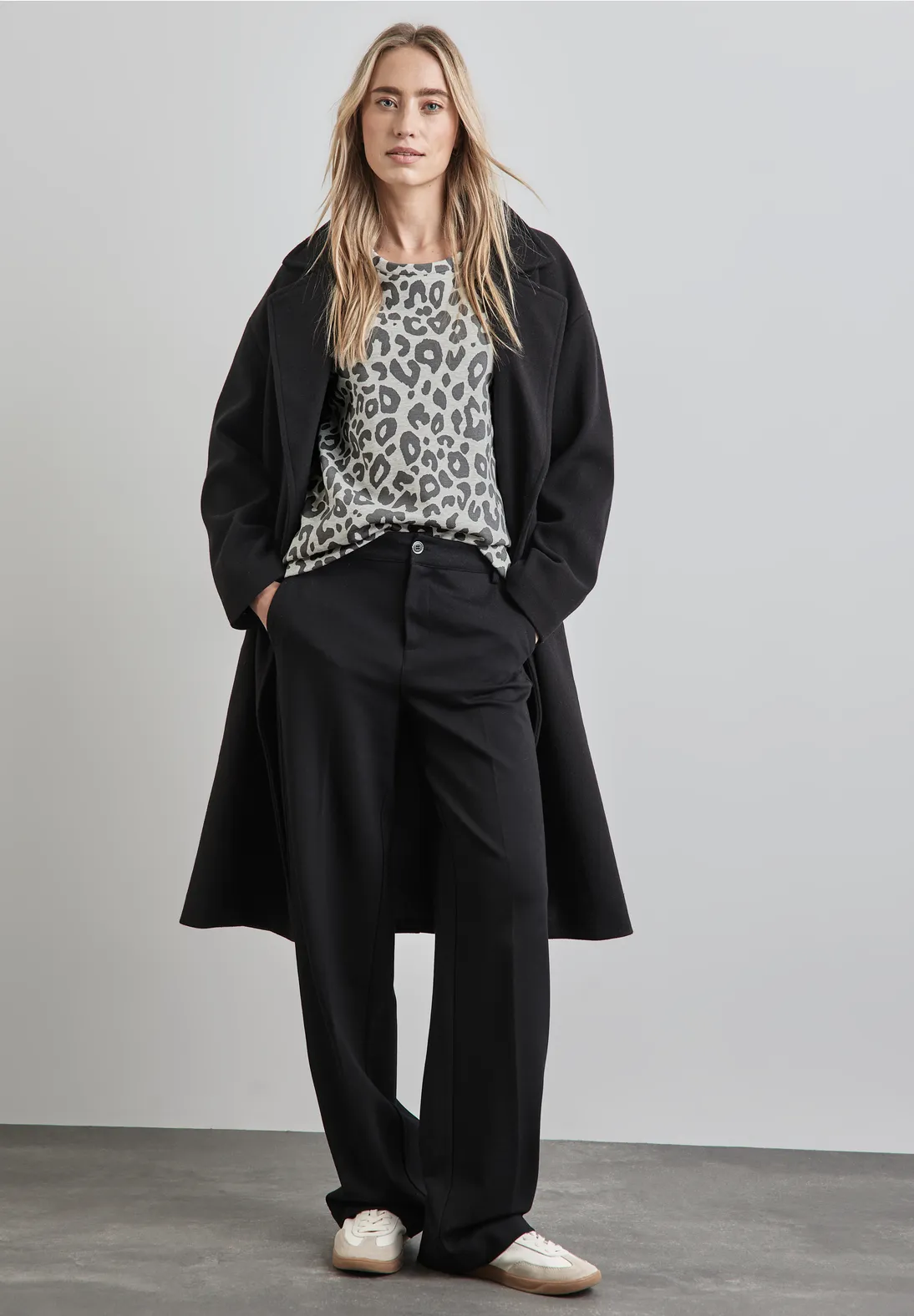 Street One Sweatshirt met Leopatroon - Heather Grey Melange