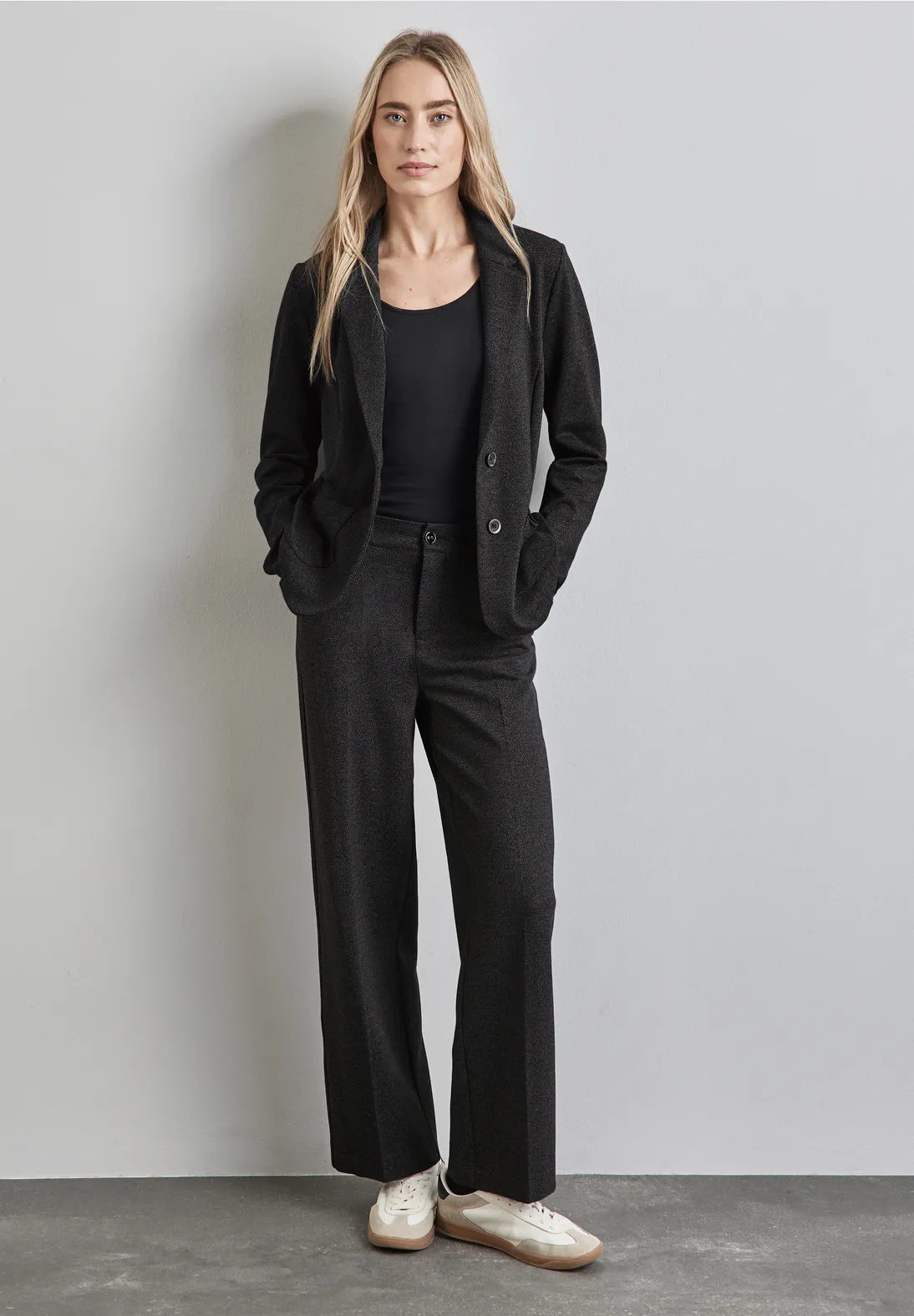 Street One Blazer met Gemêleerde Look - Black