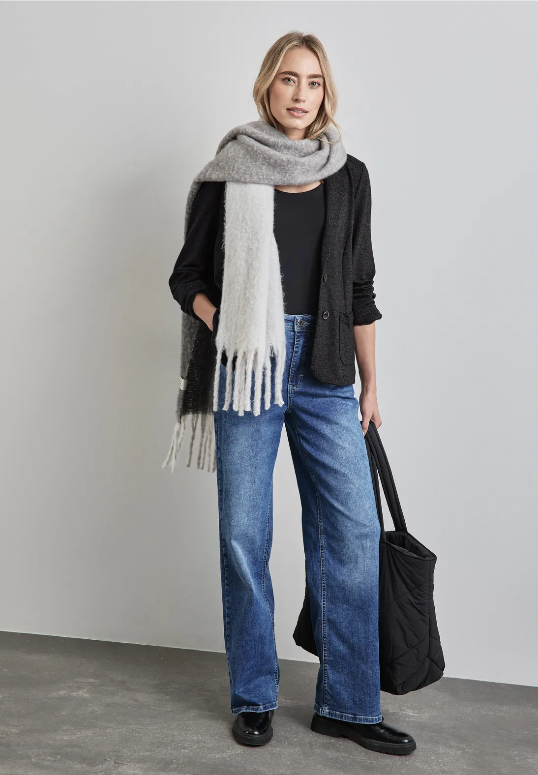 Street One Blazer met Gemêleerde Look - Black