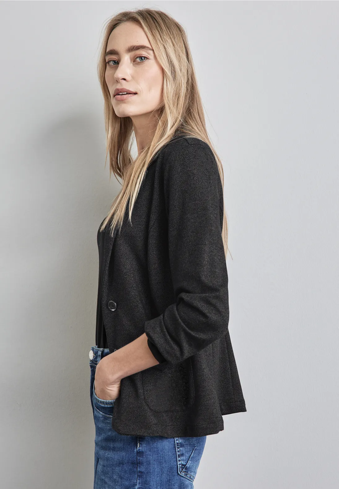 Street One Blazer met Gemêleerde Look - Black