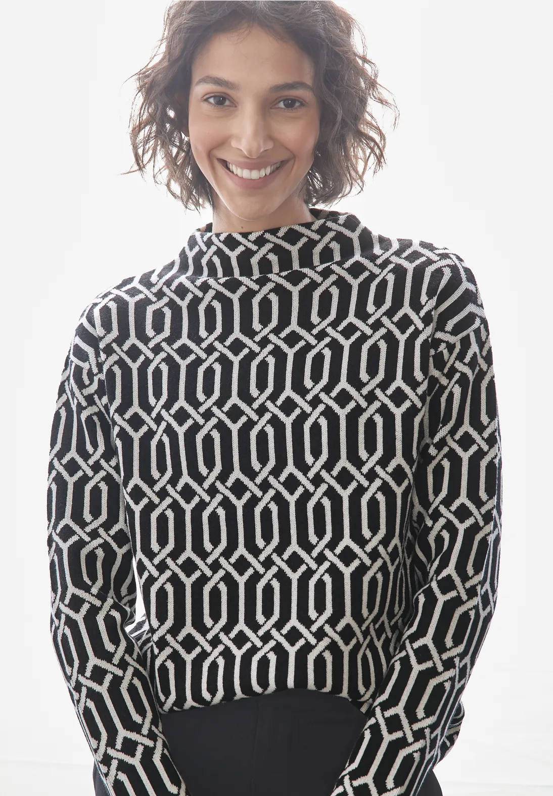 Street One Jacquard Trui - Black