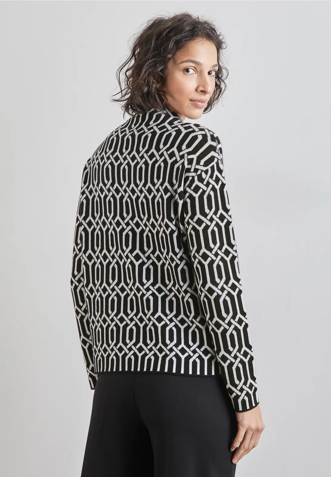 Street One Jacquard Trui - Black