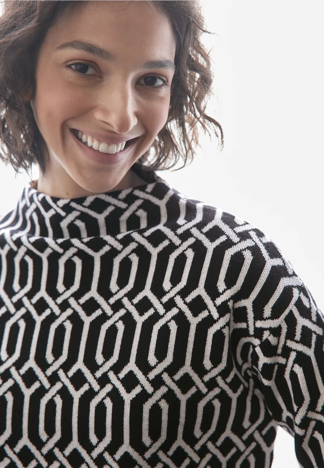 Street One Jacquard Trui - Black