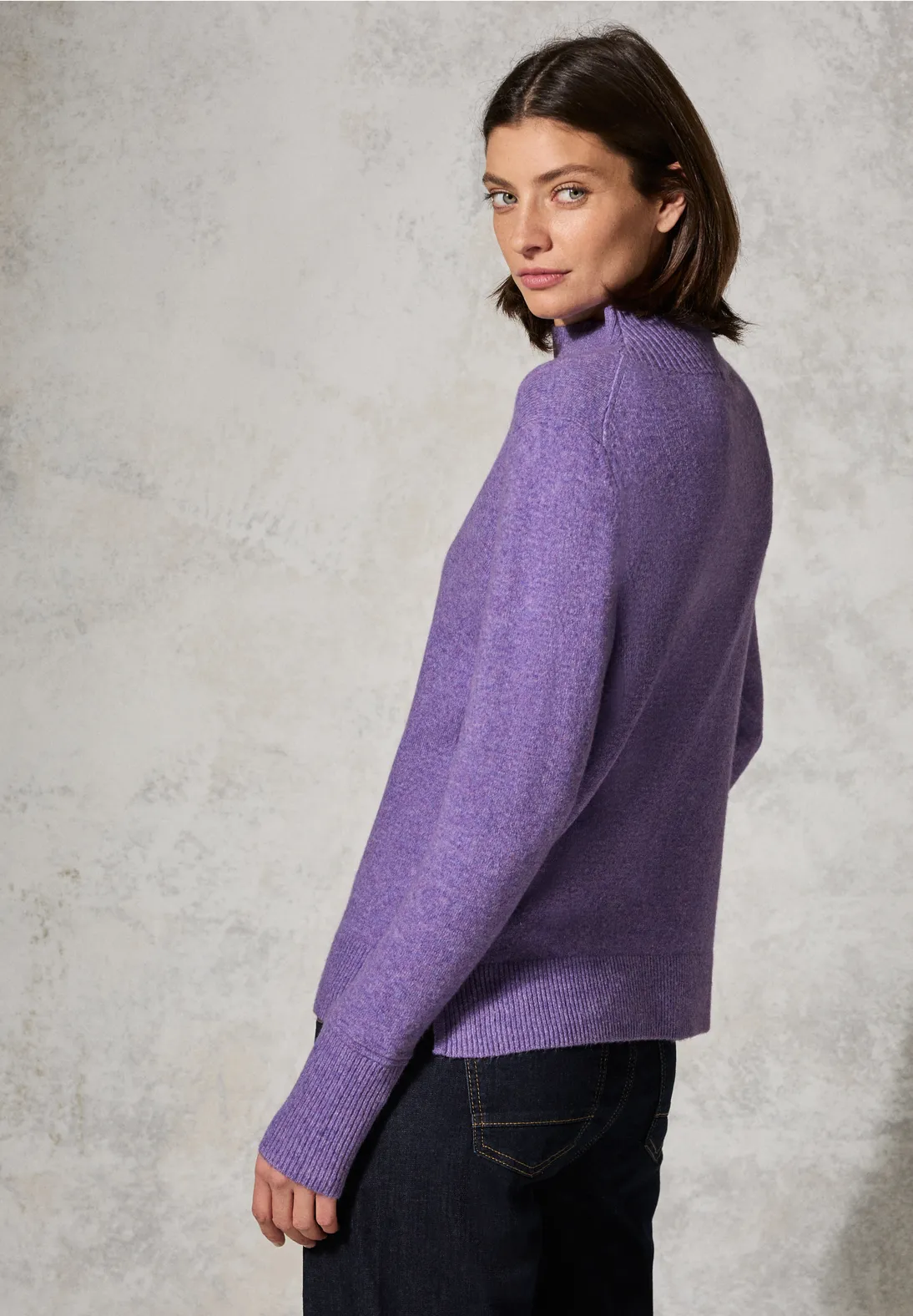 Cecil Trui met Opstaande Kraag - Gentle Lilac Melange