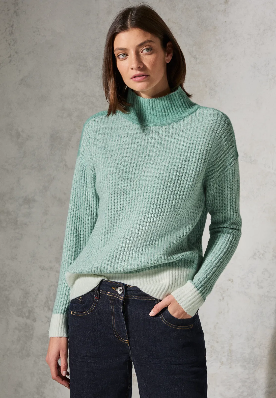 Cecil Mouliné Jumper - Glaced Green Melange
