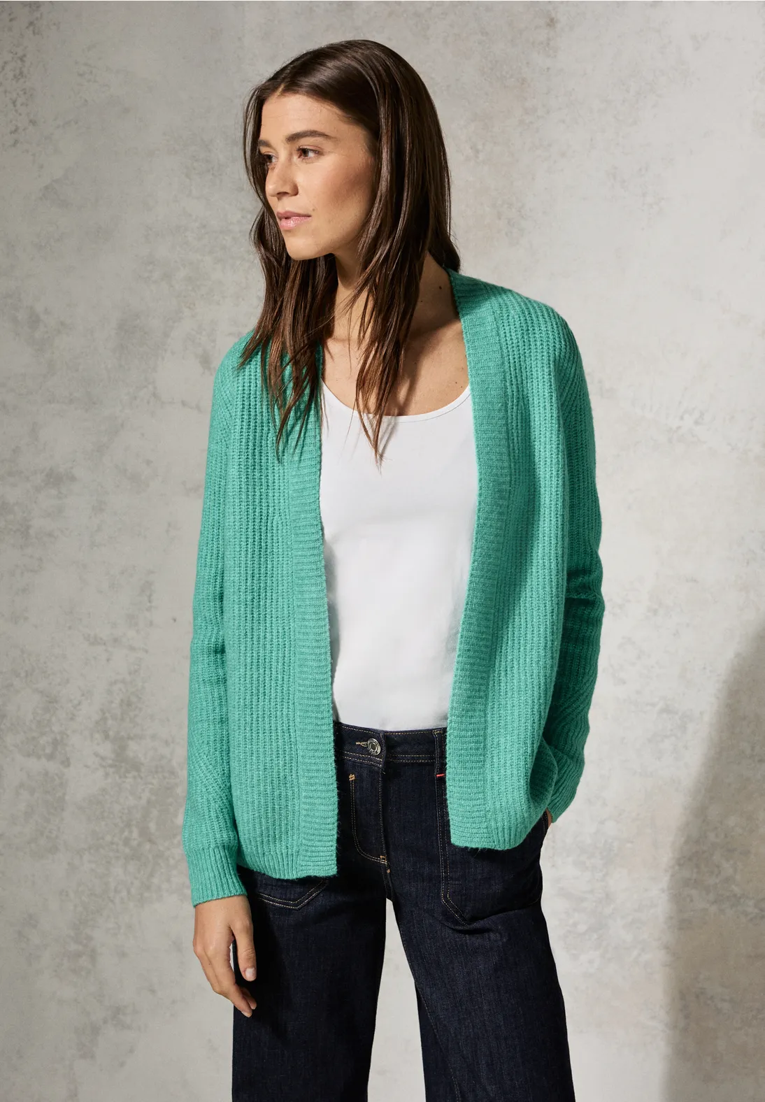Cecil Vest met Structuur - Aventurine Green Melange