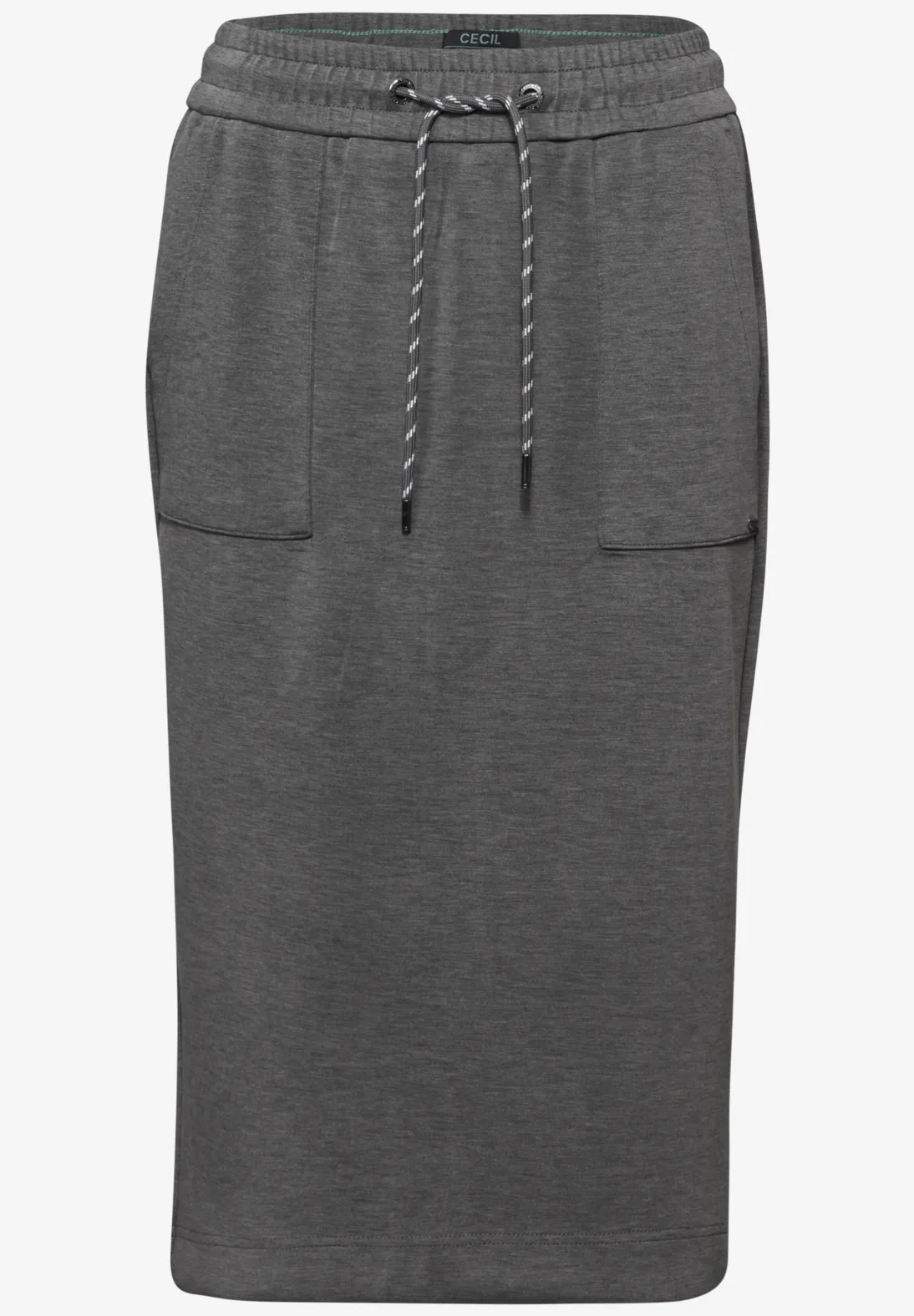 Cecil Midi Rok Zijden Touch - Flint Grey Melange