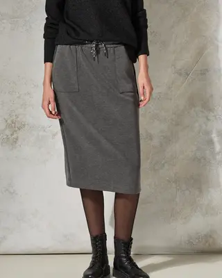 Cecil Silk-touch Midi-Rock - Flint Grey Melange