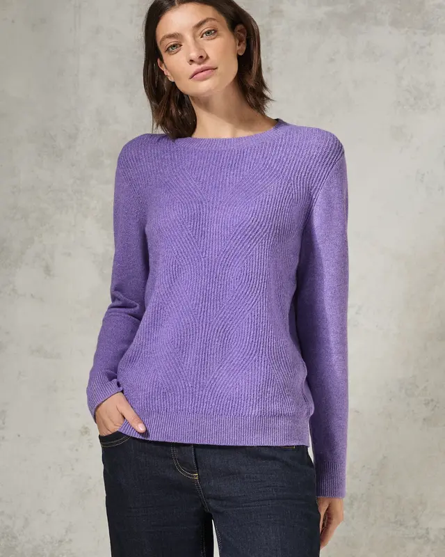 Cecil Trui met Structuurpatroon - Gentle Lilac Melange