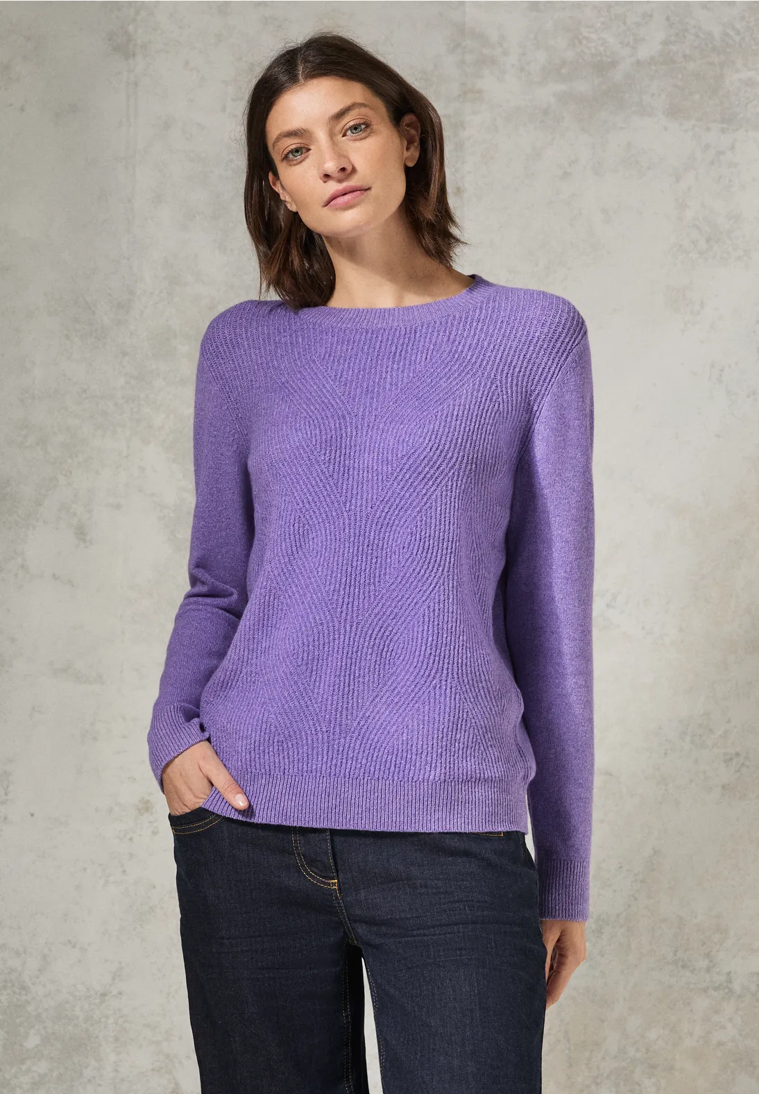Cecil Pullover mit Strukturmuster - Gentle Lilac Melange