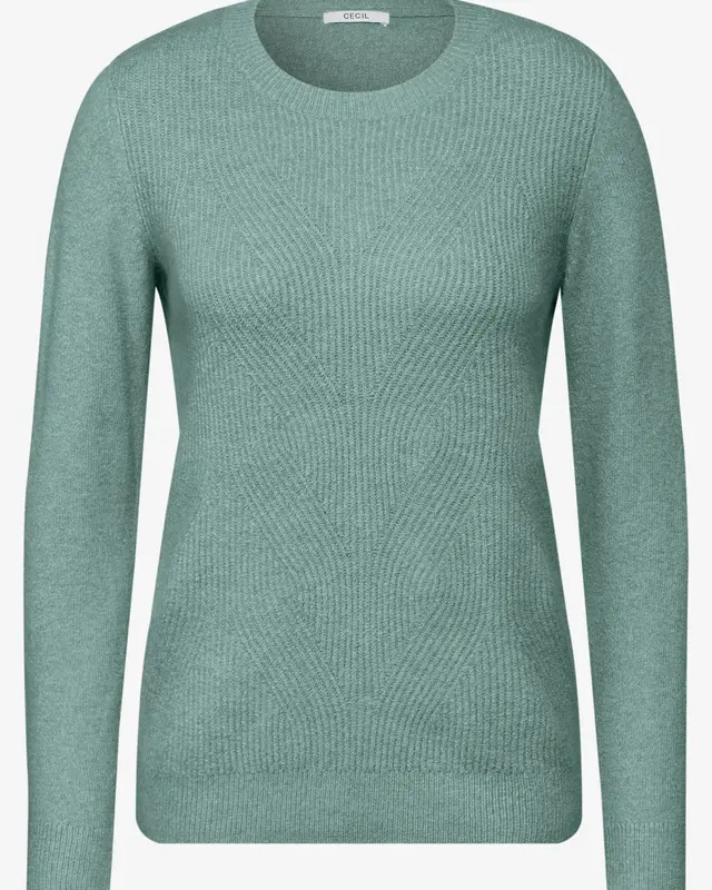Cecil Pullover mit Strukturmuster - Iced Salvia Green Melange