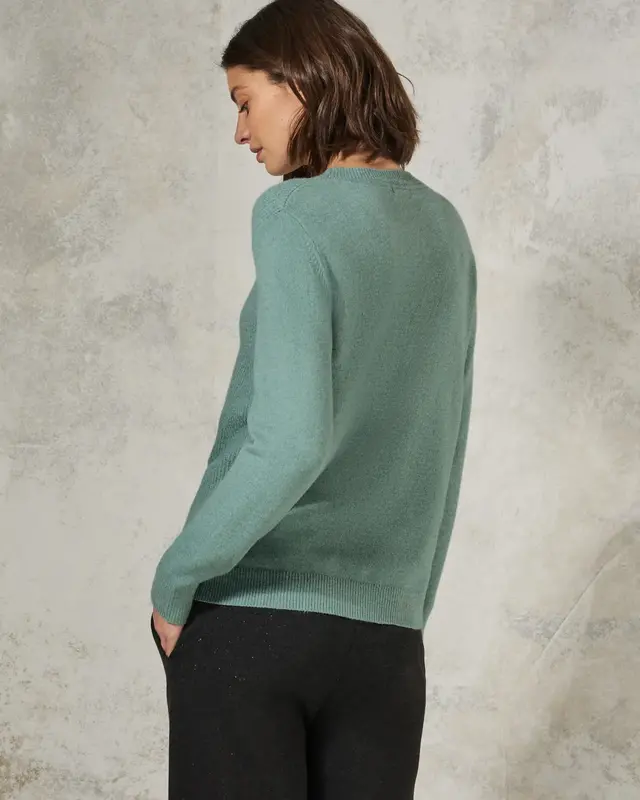 Cecil Trui met Structuurpatroon - Iced Salvia Green Melange