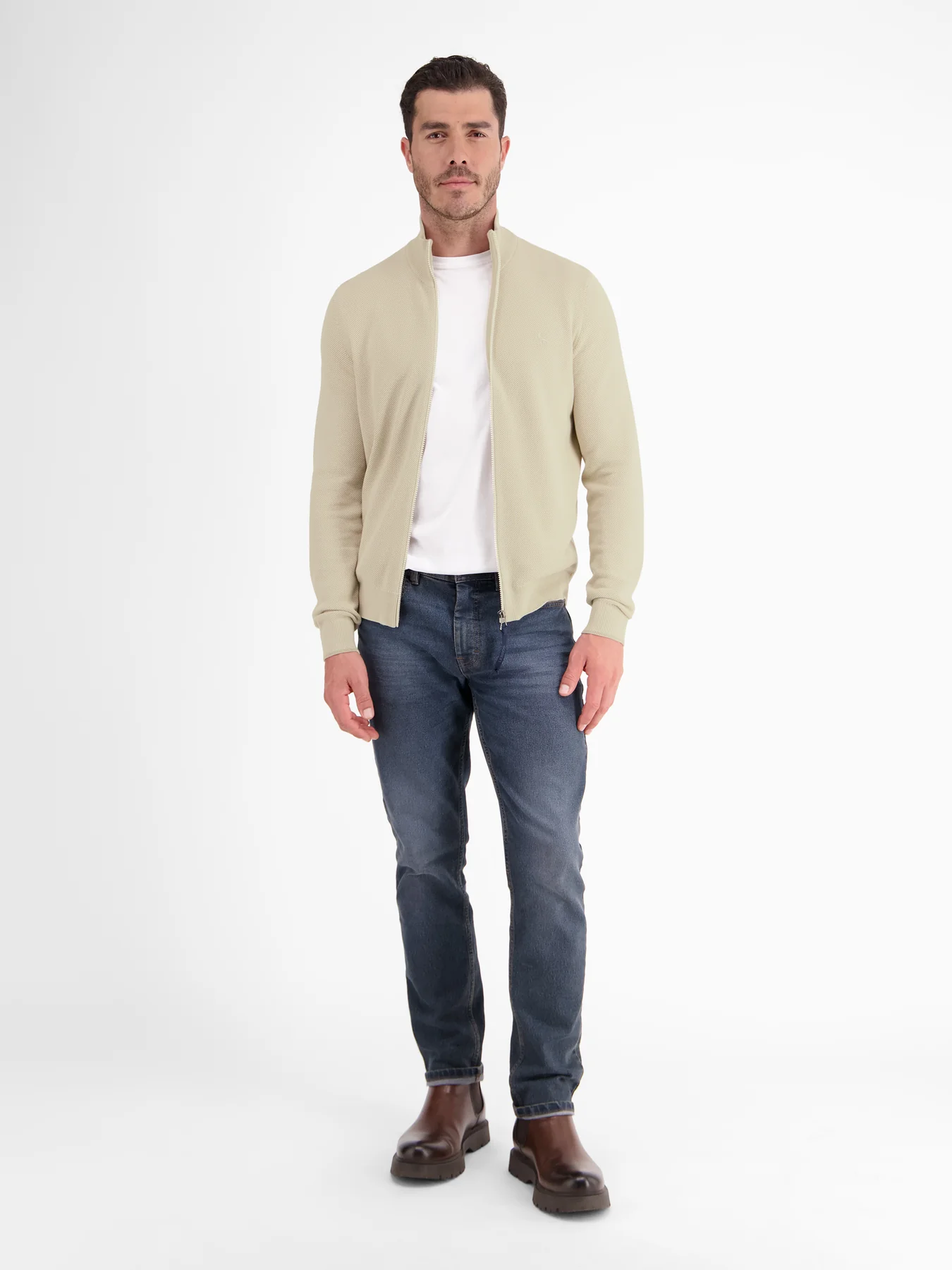 Lerros Structure Knit Cardigan - Bone White