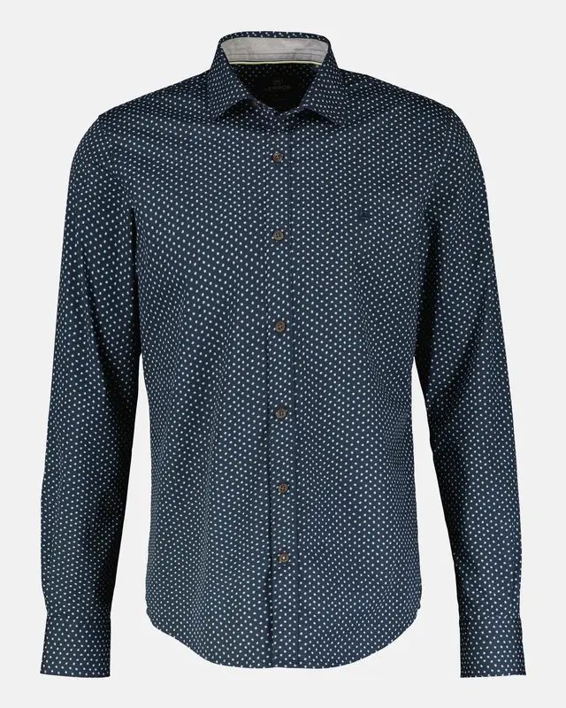 Lerros Poplin Shirt with Print - Classic Navy