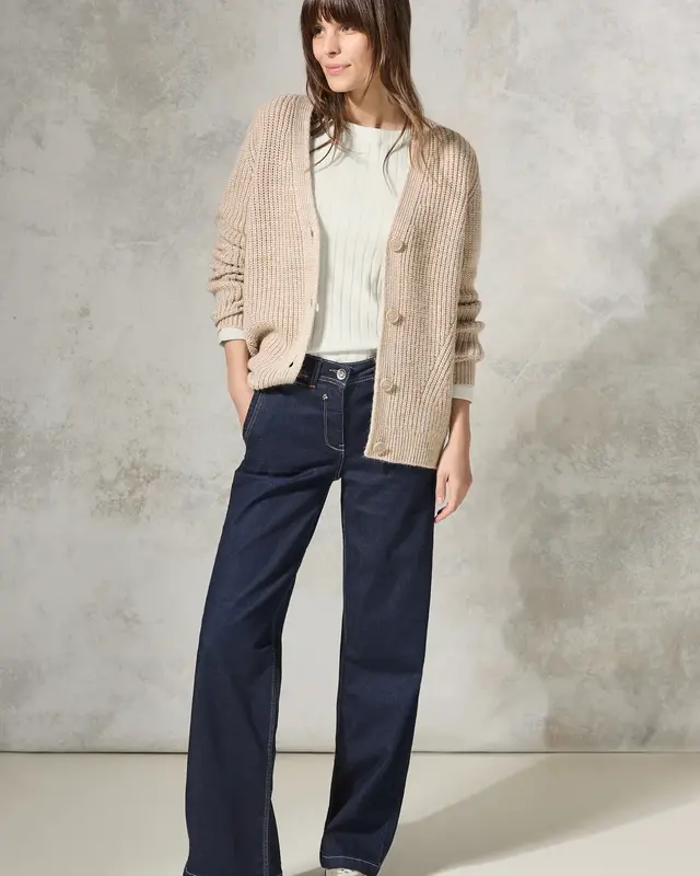 Cecil Shirt mit Rippstruktur - Vanilla White