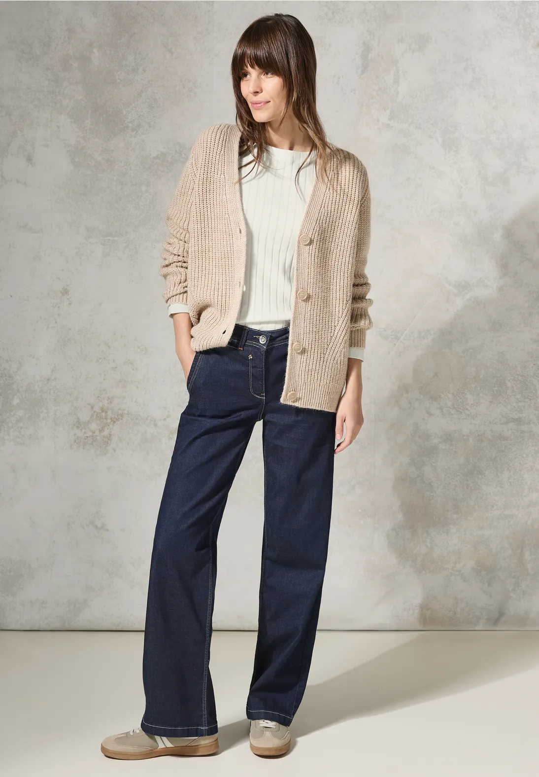 Cecil Shirt mit Rippstruktur - Vanilla White