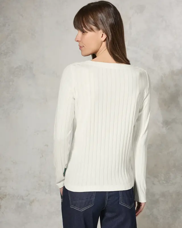 Cecil Shirt mit Rippstruktur - Vanilla White