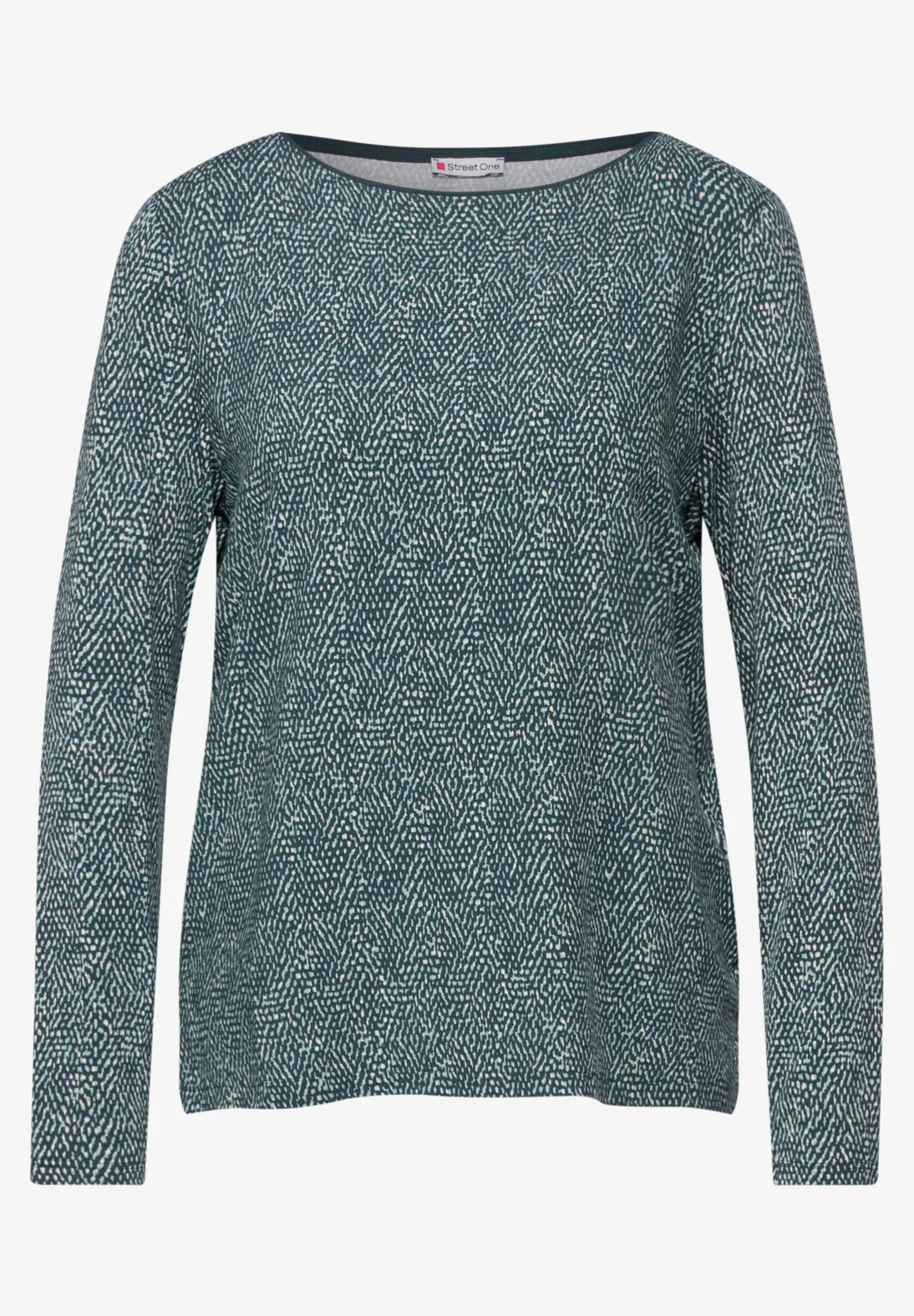 Street One Gedessineerd Shirt met Lange Mouw - Cool Vintage Green