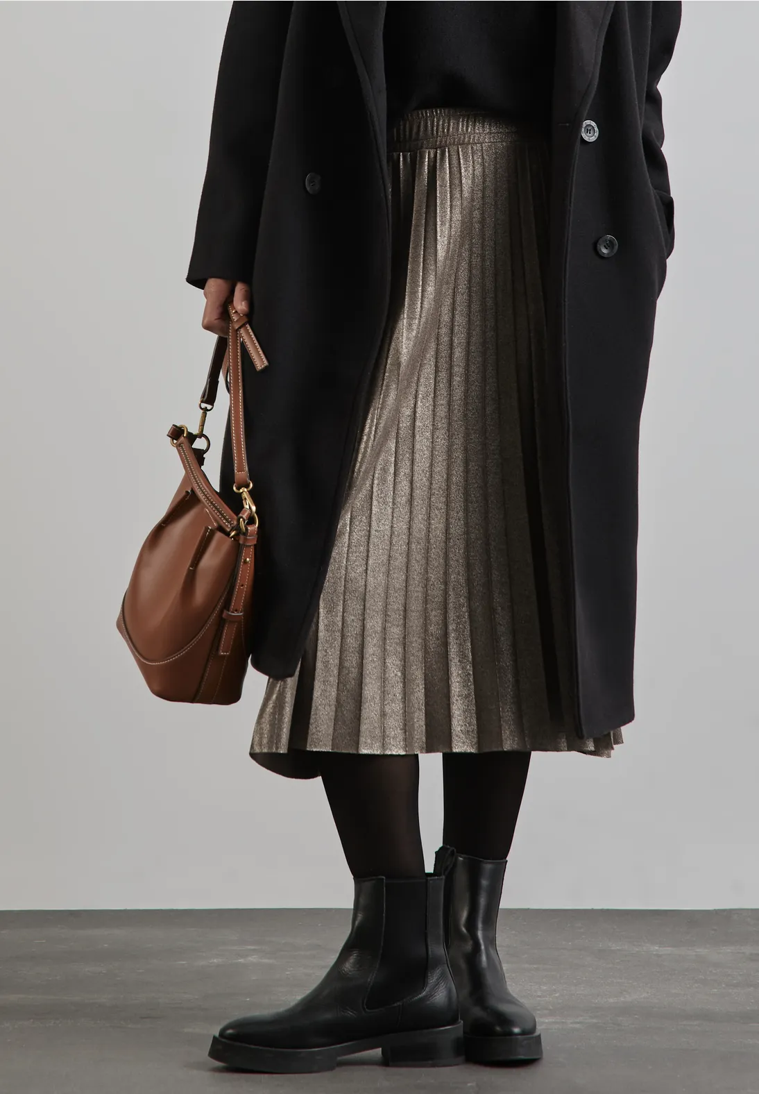 Street One Glinsterende Plooirok - Sparkling Beige