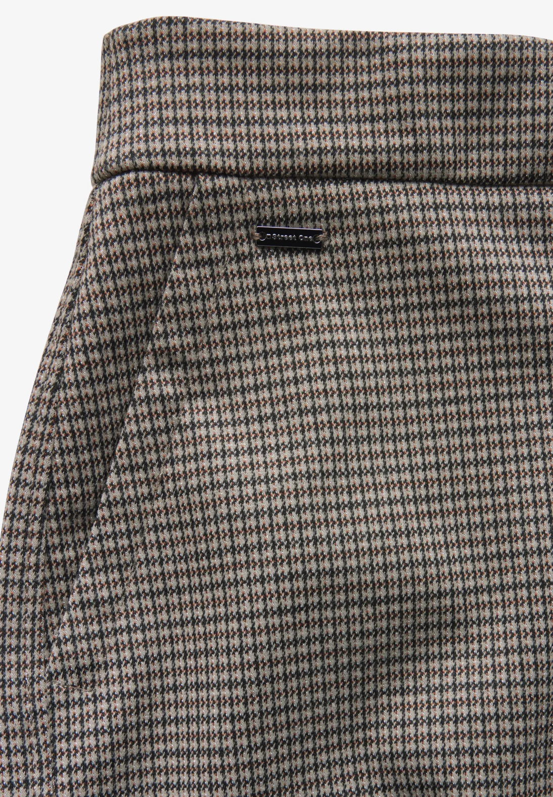 Street One Geruite Broek met Wijde Pijpen - Ashen Maple Beige