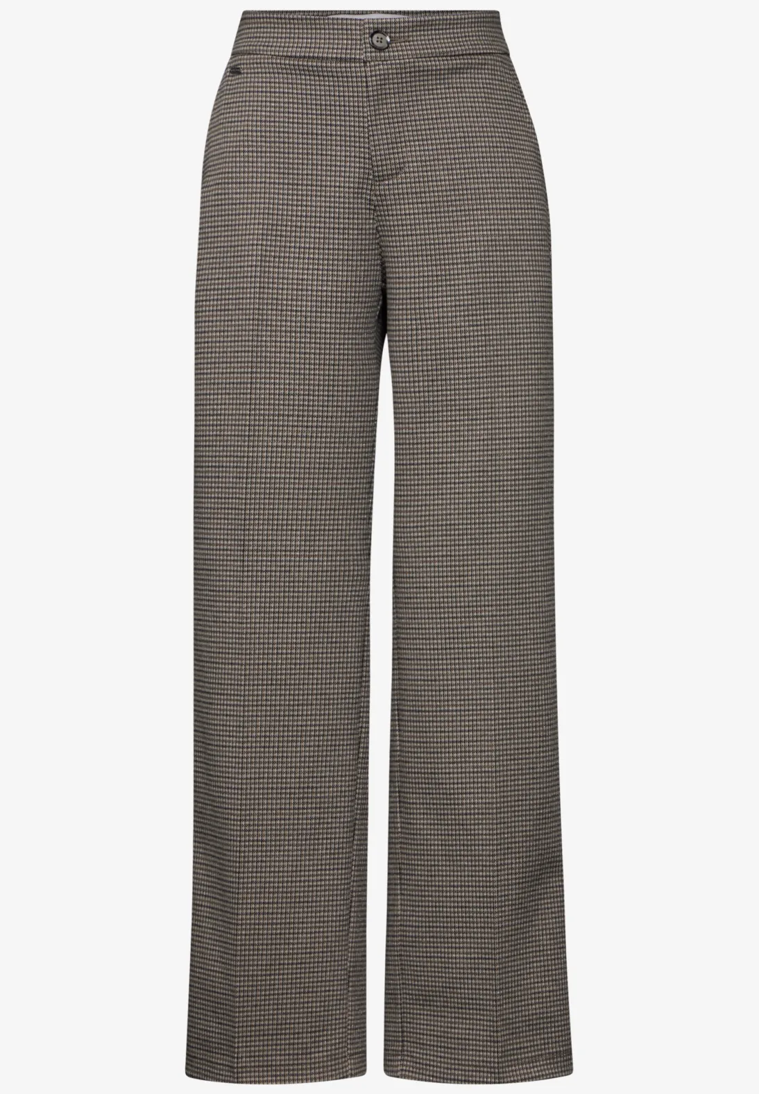 Street One Geruite Broek met Wijde Pijpen - Ashen Maple Beige