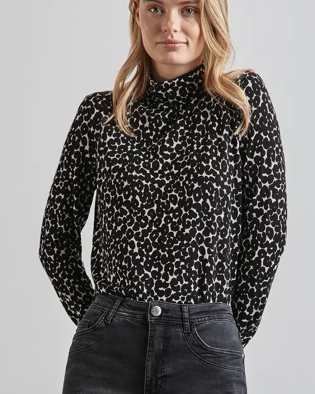 Street One Printed Jersey Shirt - Black