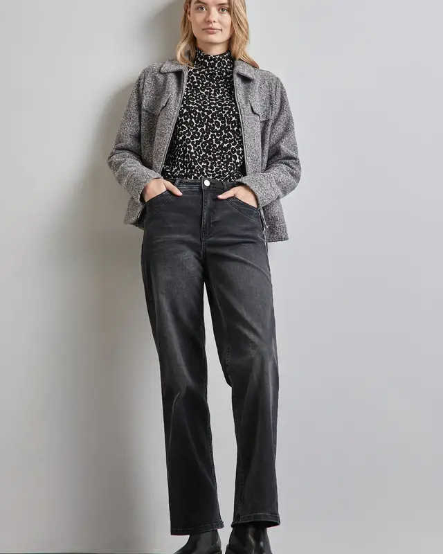 Street One Bedrukt Jersey Shirt - Black