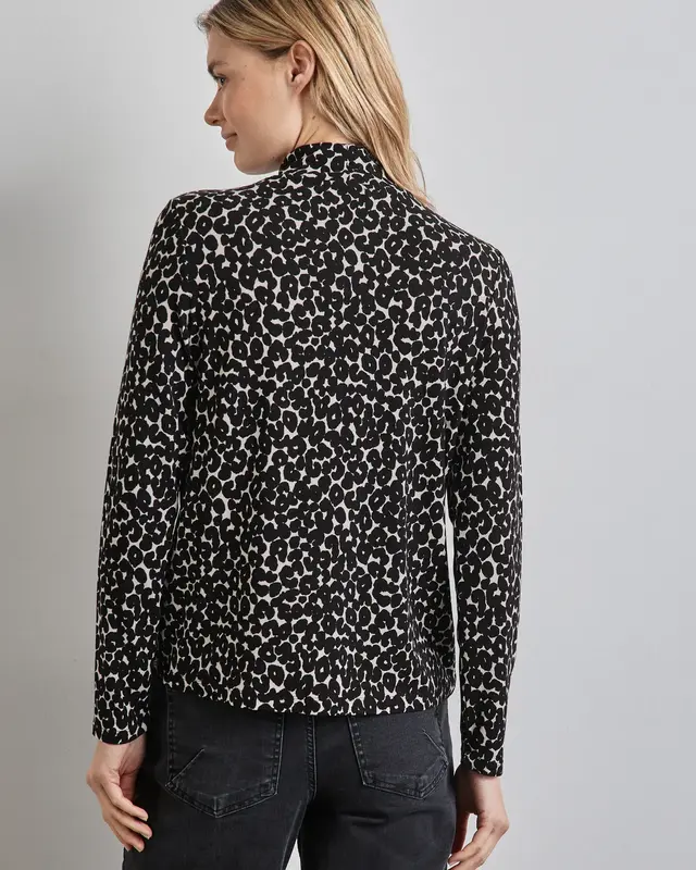 Street One Bedrukt Jersey Shirt - Black