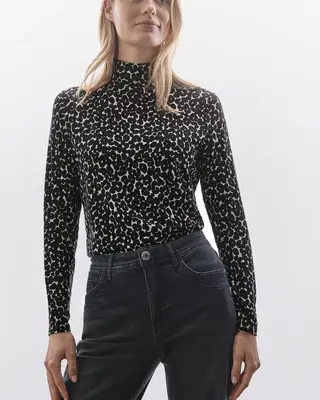 Street One Printed Jersey Shirt - Black