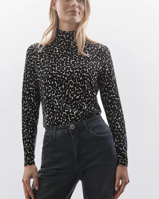 Street One Printed Jersey Shirt - Black