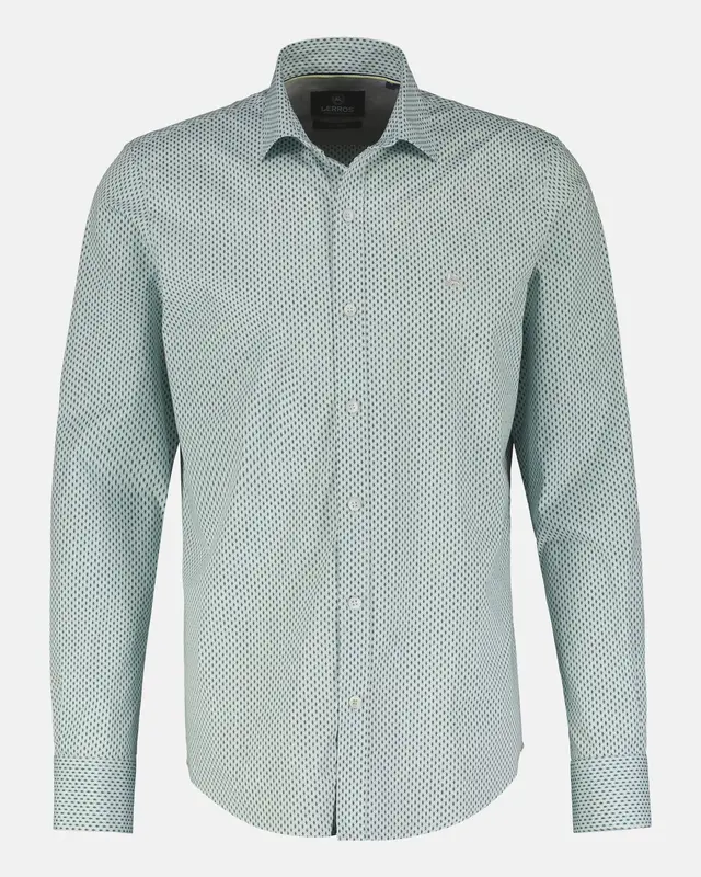 Lerros Print Overhemd met Stretch - Cloud Blue
