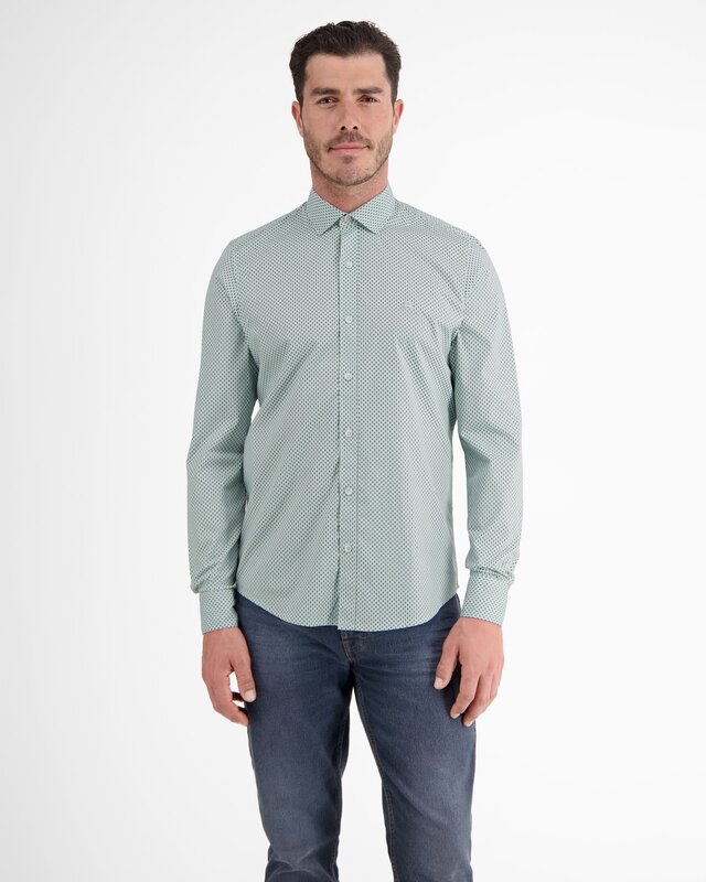 Lerros Print Overhemd met Stretch - Cloud Blue