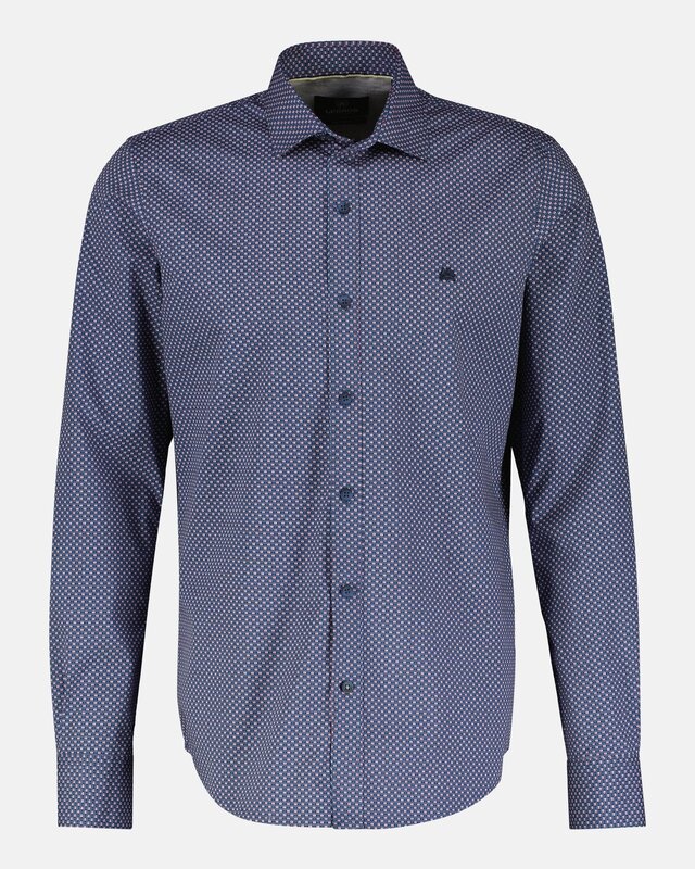 Lerros Print Overhemd met Stretch - Crispy Blue