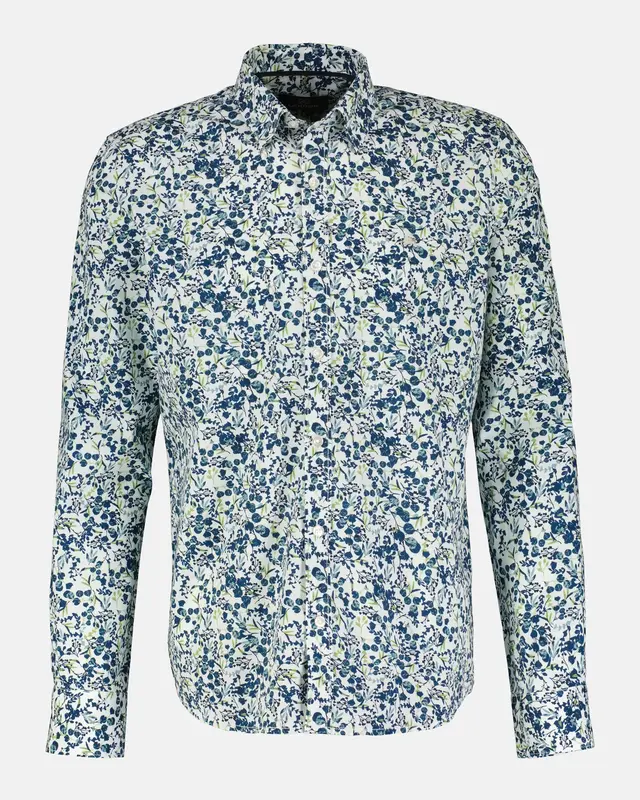 Lerros Stretch Overhemd met Bloemenprint - White