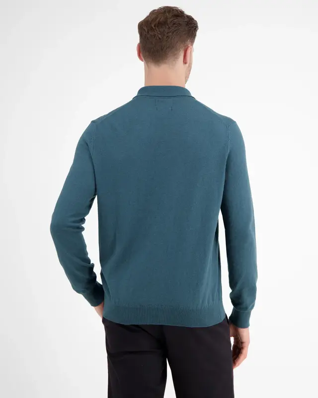 Lerros Longsleeve Knit Polo with Wool - Rich Blue