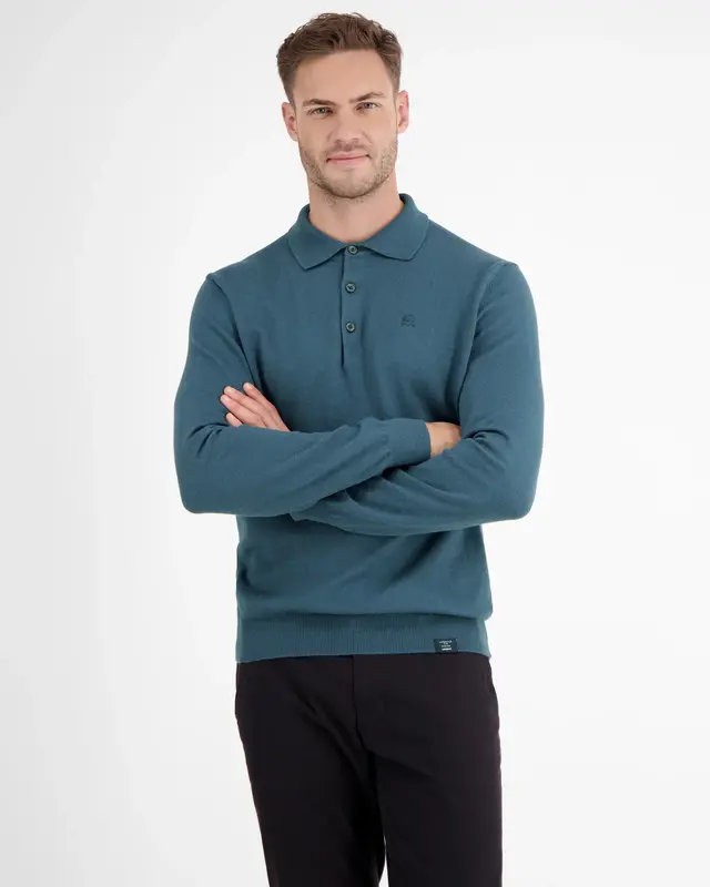 Lerros Gestricktes Polo mit Wolle - Rich Blue