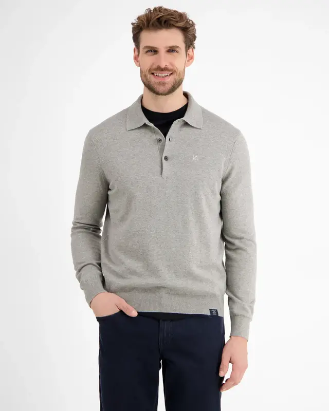 Lerros Gestricktes Polo mit Wolle - Platinum Grey Melange