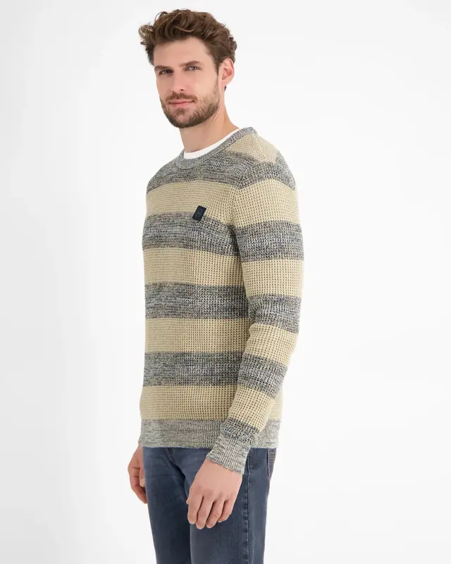 Lerros Jumper with Stripes - Tender Beige Melange