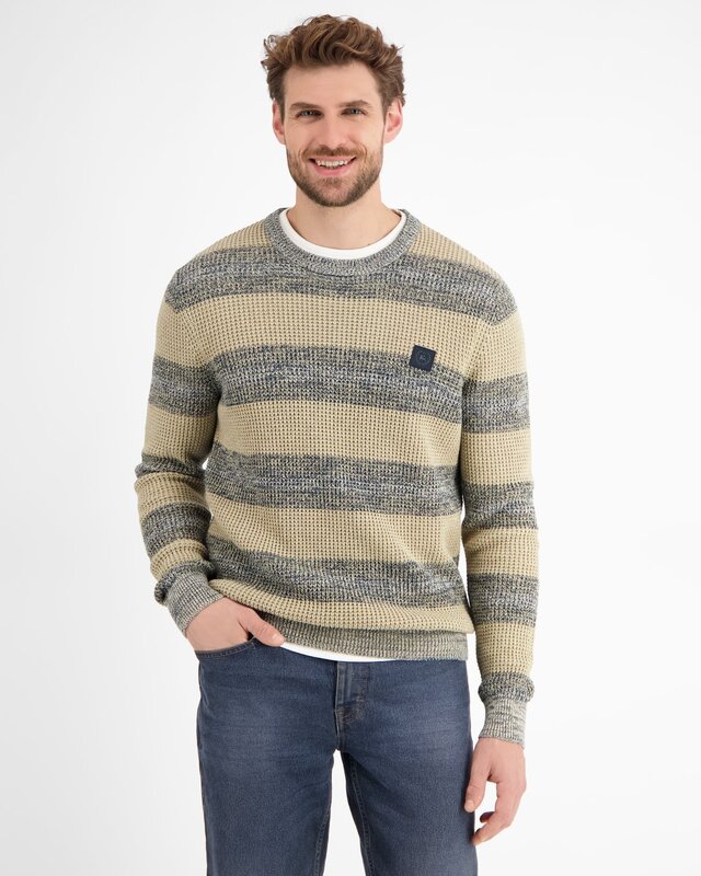 Lerros Jumper with Stripes - Tender Beige Melange