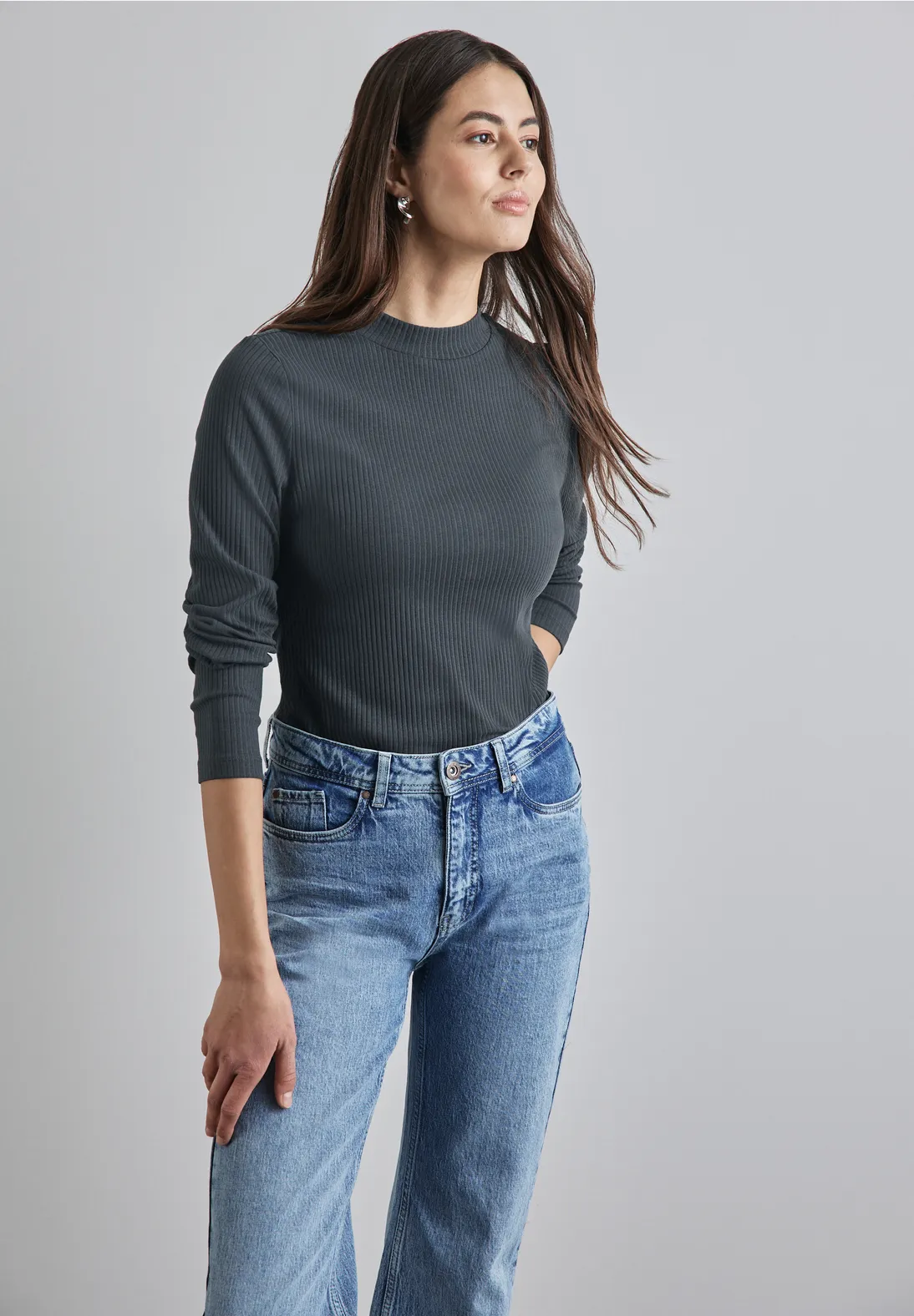 Street One Shirt met Geribbelde Structuur - Cool Vintage Green