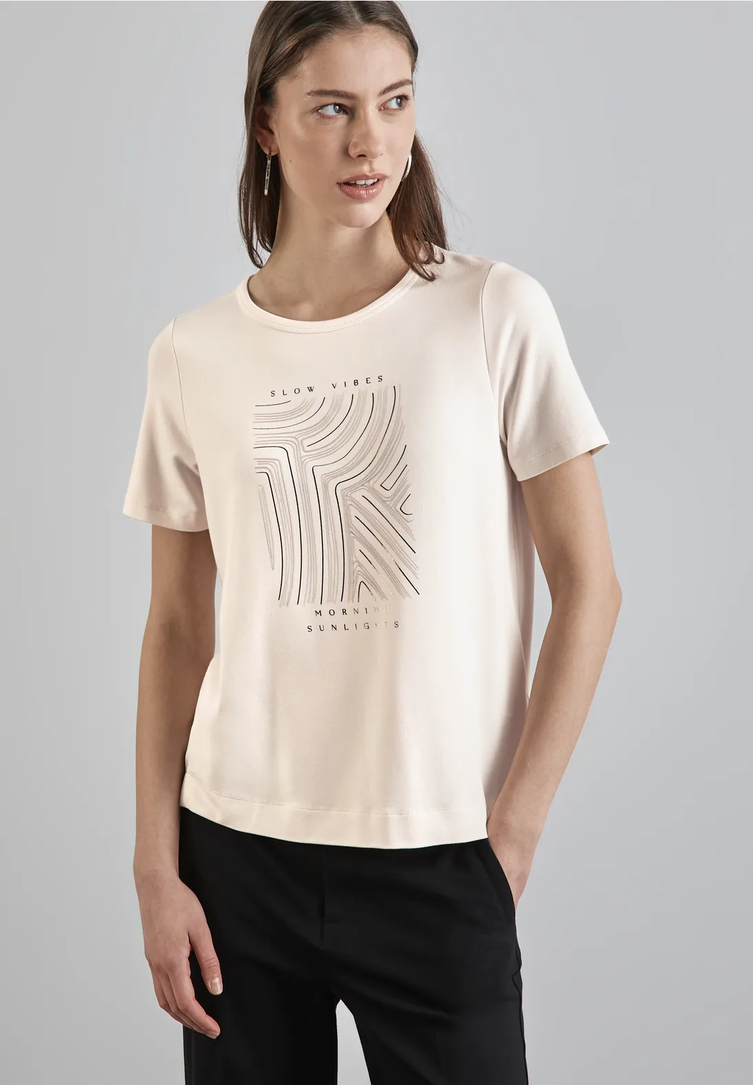 Street One T-Shirt mit Artwork - Lucid White